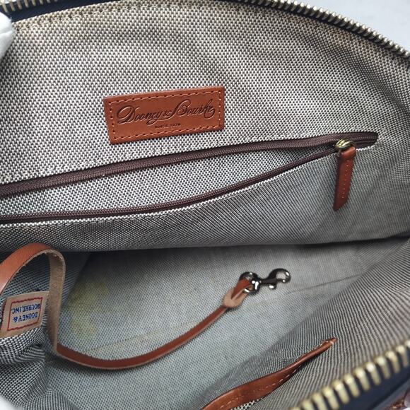 Dooney & Bourke Black Pebbled Leather Double Handles Zipper Satchel Shoulder Bag - Picture 14 of 16